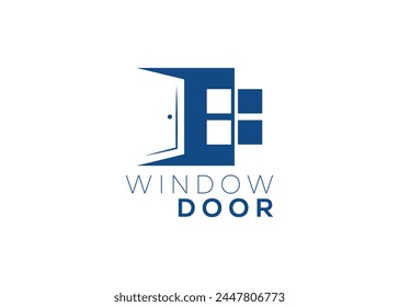 Kreative und minimale Fenster- und Türlogo-Vektorgrafik-Vorlage