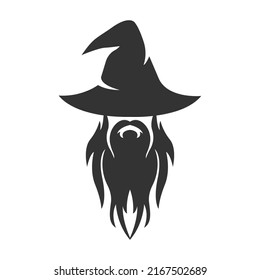 Creative minimal wizard warlock logo. Wizard character logo.