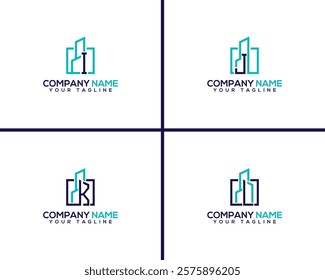 Creative Minimalism Construction Building Logotype Symbol. Building with Letter I, J, K and L Abstract Logo Design Template. 