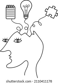 creative minimalism head with ideas