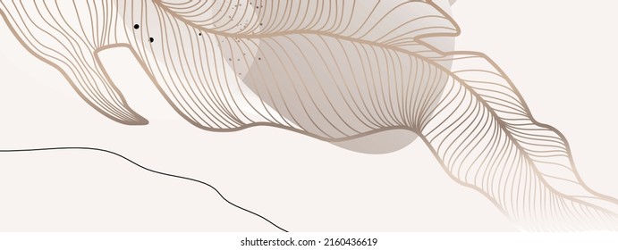 Fondo de arte abstracto creativo minimalista con hoja tropical dibujada a mano. Hoja abstracta. Diseño de pared, postal, afiche o folleto.