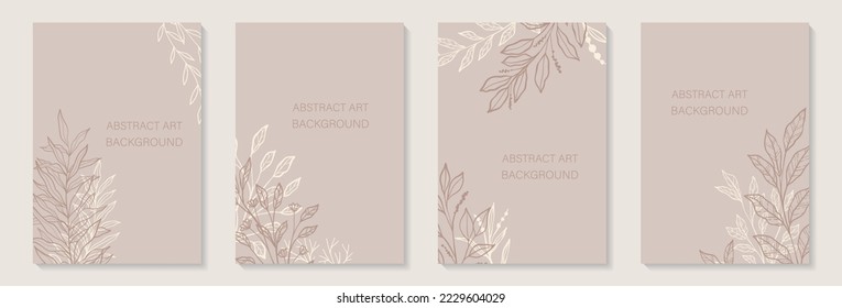 Mínimo creativo Resumen de fondo de arte con rama de hojas y doodle de mano Dibujo grifo planta floral	
