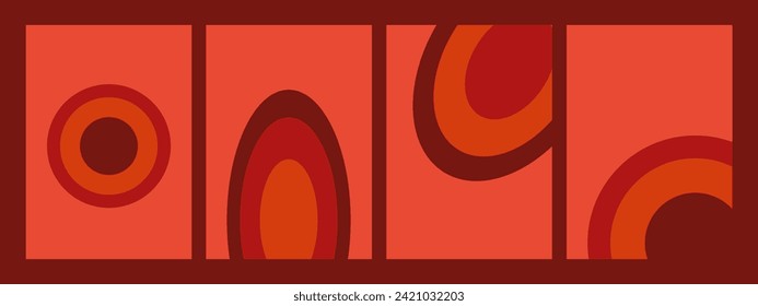 Creative minimalist abstract art posters on a background of colored circles and ellipses. Design for wall decoration, postcard, poster or brochure.