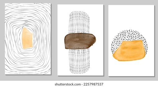 Creative Minimalist Abstract Background with Watercolor Vector Blot and Hand Drawn Doodle Scribble Design for Wall Decoration, Postcard, Poster or Brochure2