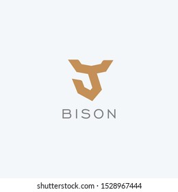 Creative minimalist abstract bison logo icon design vector
