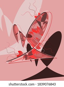 Creative minimalist abstract illustration in red for wall decoration, book cover design and postcard.