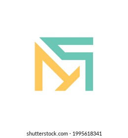 Alfabeto Mínimo Creativo Letra inicial Marca Monograma PM MS M S Editable en Formato Vector 