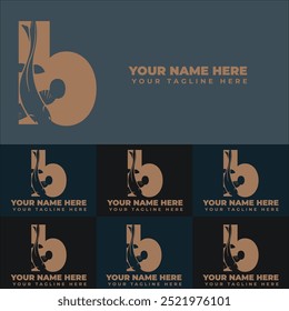 Criativo minimalista b Letra Fish Logo com ilustração de design de vetor de ícone colorido.