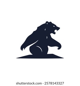 Creative Minimalist Bear Logo Design Silhouette Vector Illustration