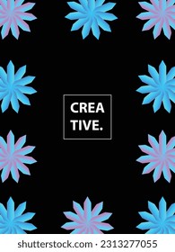 creative minimalist black with abstract flower graphic