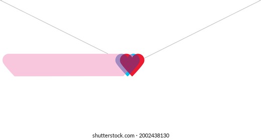 Creative minimalist contemporary art illustration, envelope decoration, postcards, stickers, icons, brochure cover design. Playful composition of basic geometric shapes. Beautiful colorful love hearts