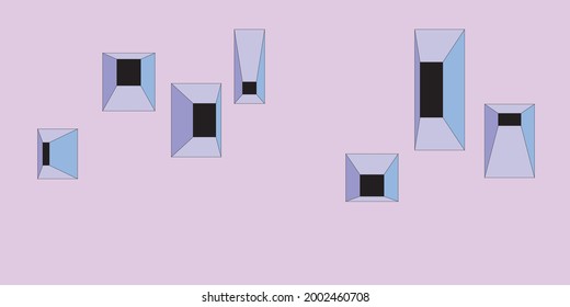 Creative minimalist contemporary art illustration, wall decoration, postcards, stickers, icons, brochure cover design. Playful composition of geometric shapes and lines. Architecture window outdoors.