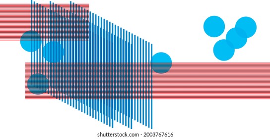 Creative minimalist contemporary art illustration, wall decoration, postcards, stickers, icons, brochure cover design. Playful composition of geometric shapes and lines. Traditional printing inspired.
