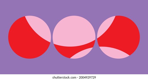 Creative minimalist contemporary art illustration, wall decoration, postcards, stickers, icons, brochure cover design. Playful composition of geometric circular shapes. Traditional printing inspired.
