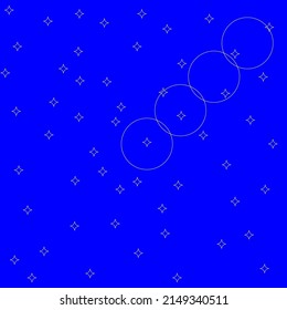 Creative minimalist contemporary art illustration, wall decoration, postcards, stickers, icons, brochure cover design. Playful composition of basic geometric shapes. Night stars Blue yellow dark sky.
