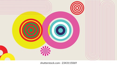 Creative minimalist contemporary art illustration, wall decoration, postcards, stickers, icons, brochure cover design. Playful composition of geometric shapes and lines. Risograph aesthetic