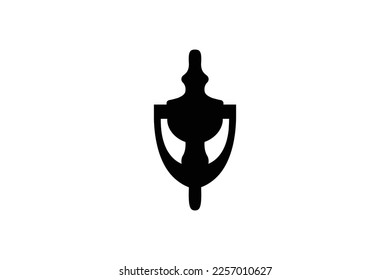 Plantilla de diseño del logotipo del icono de la puerta con un toque de puerta creativo y minimalista sobre fondo blanco