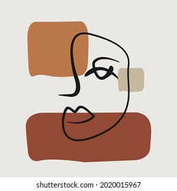 Creative minimalist face illustrations for wall decoration, postcard or brochure cover design. Vector Illustration EPS10.