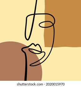 Creative minimalist face illustrations for wall decoration, postcard or brochure cover design. Vector Illustration EPS10.