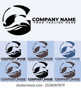 Creative Minimalist G Letter Fish Logo with colorful Icon Vector Design Illustration.