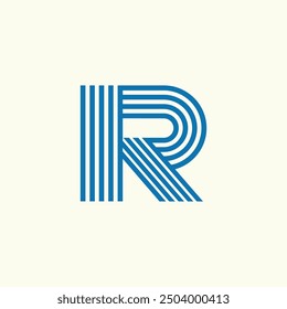 Creative Minimalist Geometric R Line Logo.