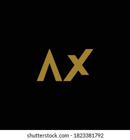 Creative minimalistische Gold AX Initialen Logo Vektordesign