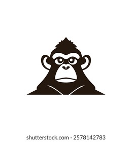 Creative Minimalist Gorilla Head Logo Design Silhouette Vector Illustration