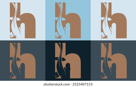 Criativo minimalista h Icon Fish Logo com ilustração de design de vetor de ícone colorido.