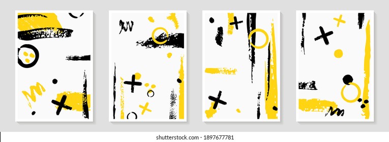 Creative minimalist hand draw Abstract art background with stain and shape, brush strokes elements vector EPS10. Design for wall decoration, postcard, poster or brochure.