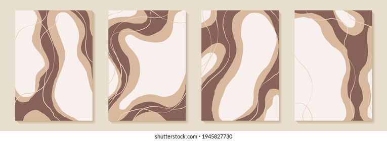 Creative minimalist hand draw Abstract art background with stain and shape elements vector EPS10. Design for home wall decoration, postcard, poster or brochure