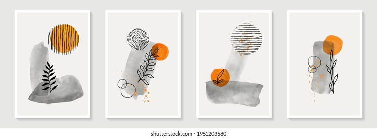 Creative minimalist hand draw Abstract art background. Modern aesthetic illustrations. Bohemian style Collection of contemporary artistic Design for wall decoration, postcard, poster, brochure