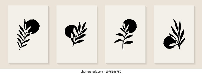 Creative minimalist hand draw Abstract art background. Modern aesthetic illustrations. Bohemian style Collection of contemporary artistic Design for wall art decoration, postcard, poster, brochure