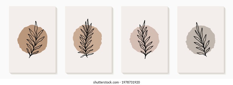 Creative minimalist hand draw Abstract art background. Modern aesthetic illustrations. Bohemian style Collection of contemporary artistic Design for wall decoration, postcard, poster, brochure