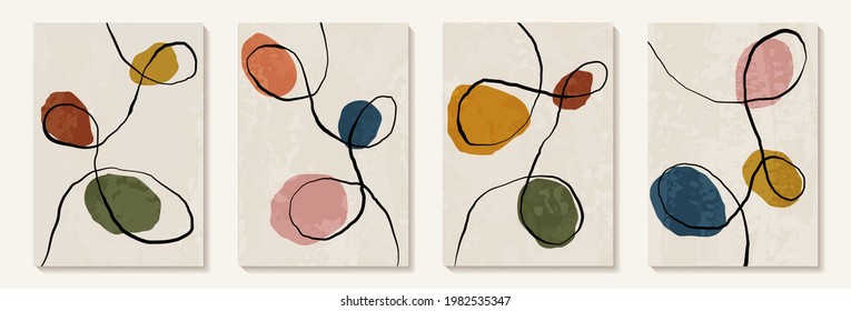 Creative minimalist hand draw Abstract art background with black and white line curl. Design for wall decoration, postcard, poster or brochure.