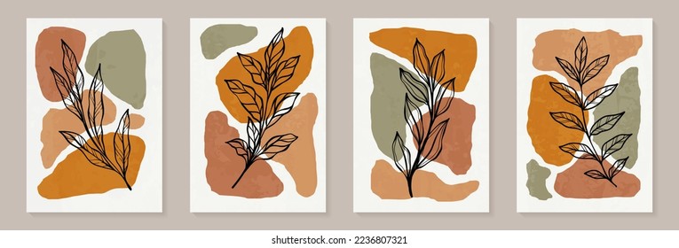 Creative minimalist hand draw Abstract art background. Modern aesthetic illustrations. Bohemian style Collection of contemporary artistic Design for wall decoration, postcard, poster, brochure,