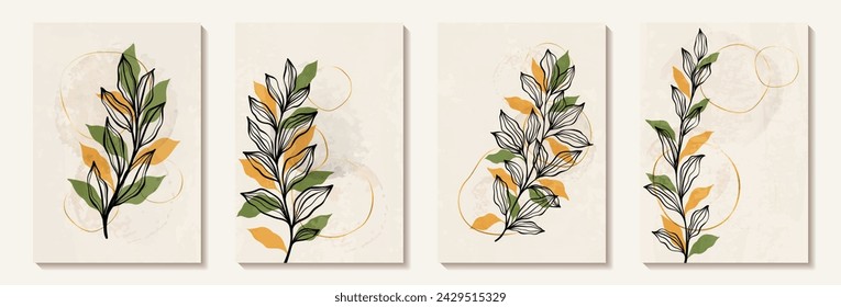 Creative minimalist hand draw Abstract art background. Modern aesthetic illustrations. Bohemian style Collection of contemporary artistic Design for wall decoration, postcard, poster, brochure