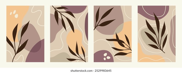 Creative minimalist hand draw Abstract art background. Modern aesthetic illustrations. Bohemian style Collection of contemporary artistic Design for wall decoration, postcard, poster, brochure