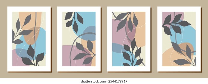 Creative minimalist hand draw Abstract art background. Modern aesthetic illustrations. Bohemian style Collection of contemporary artistic Design for wall decoration, postcard, poster, brochure