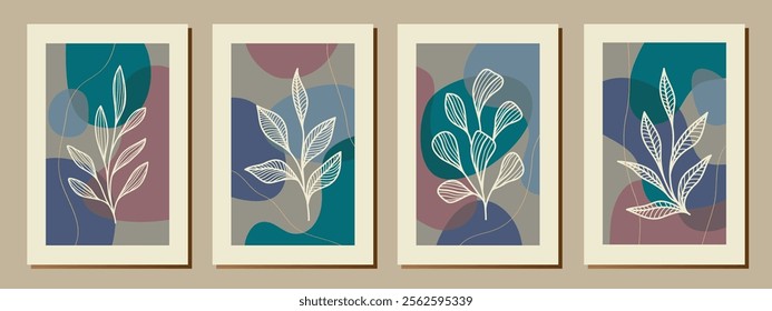 Creative minimalist hand draw Abstract art background. Modern aesthetic illustrations. Bohemian style Collection of contemporary artistic Design for wall decoration, postcard, poster, brochure