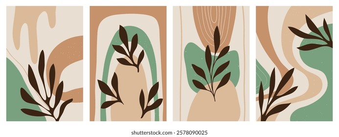 Creative minimalist hand draw Abstract art background. Modern aesthetic illustrations. Bohemian style Collection of contemporary artistic Design for wall decoration, postcard, poster, brochure