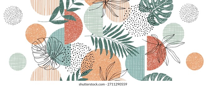 Creative minimalist hand draw abstract art background modern aesthetic illustrations bohemian style collection of contemporary artistic design for wall decoration
