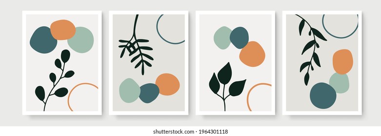 Creative minimalist hand draw floral abstract art background. Modern aesthetic illustrations. Bohemian style Collection of contemporary artistic Design for wall decoration, postcard, poster, brochure