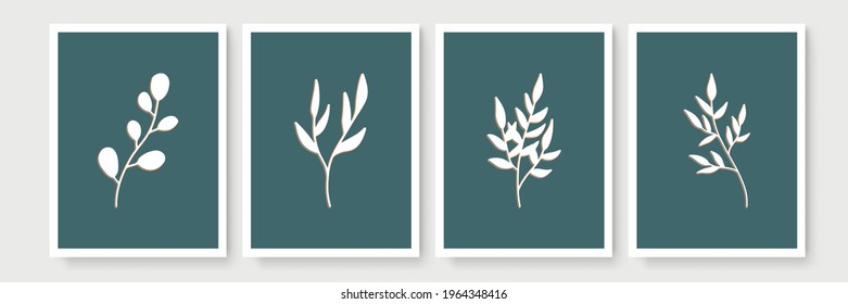 Creative minimalist hand draw floral abstract art background. Modern aesthetic illustrations. Bohemian style Collection of contemporary artistic Design for wall decoration, postcard, poster, brochure