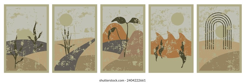 Dibujo a mano creativo minimalista. Resumen de antecedentes artísticos. Colección de arte moderno para la decoración de paredes, folleto. ESP 10.