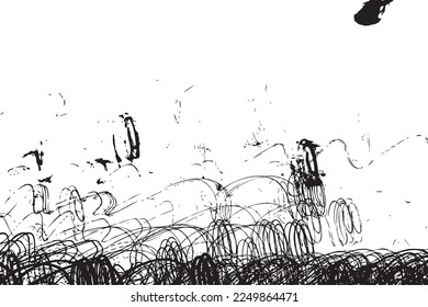 Creative minimalist hand drawing scribbles abstraction art on white background with ink lines stain hatching and hand drawn doodle scribble textures. Design for cards and postcard, poster brochures. 
