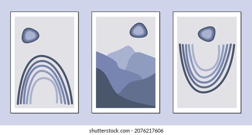 Creative minimalist hand drawn illustrations for wall decoration, postcard or brochure cover design. Hand draw design elements for design interior. Vector EPS10.