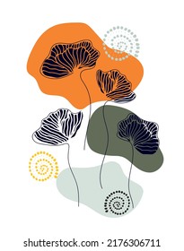 Creative minimalist hand drawn illustrations. Perfect for wall decoration, greeting card, story, banner, icon, postcard or brochure cover design. Hand draw vector design elements.