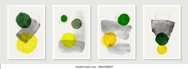 Creative minimalist hand painted Abstract art background with watercolor stain and shape elements vector EPS10. Design for wall decoration, postcard, poster or brochure