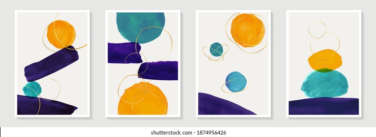 Creative minimalist hand painted Abstract art background with watercolor stain and shape elements vector EPS10. Design for wall decoration, postcard, poster or brochure