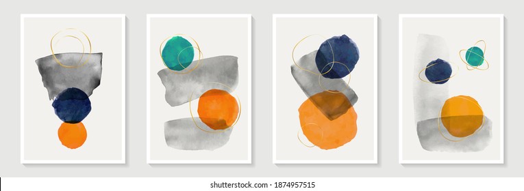 Creative minimalist hand painted Abstract art background with watercolor stain and shape elements vector EPS10. Design for wall decoration, postcard, poster or brochure